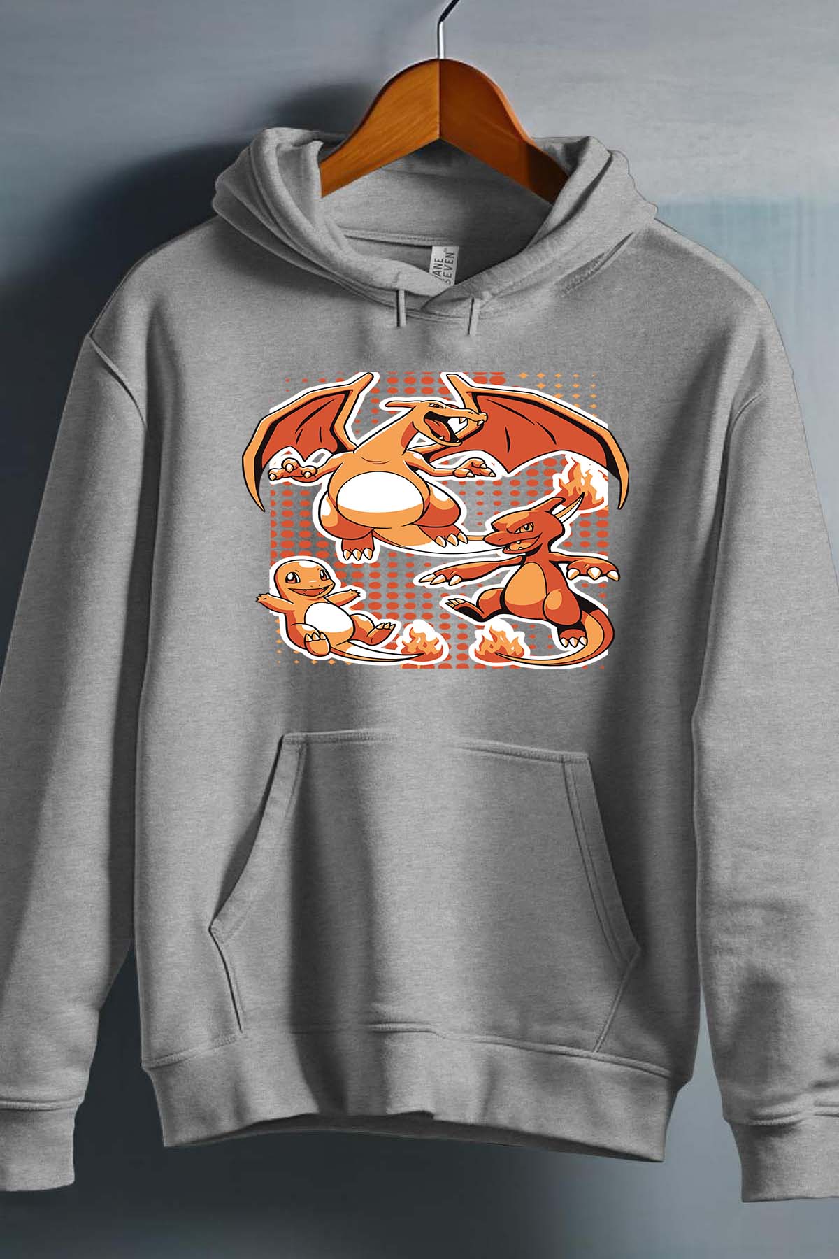 COULEUR:Gris|Sweat Capuche Fille | charizard Gris