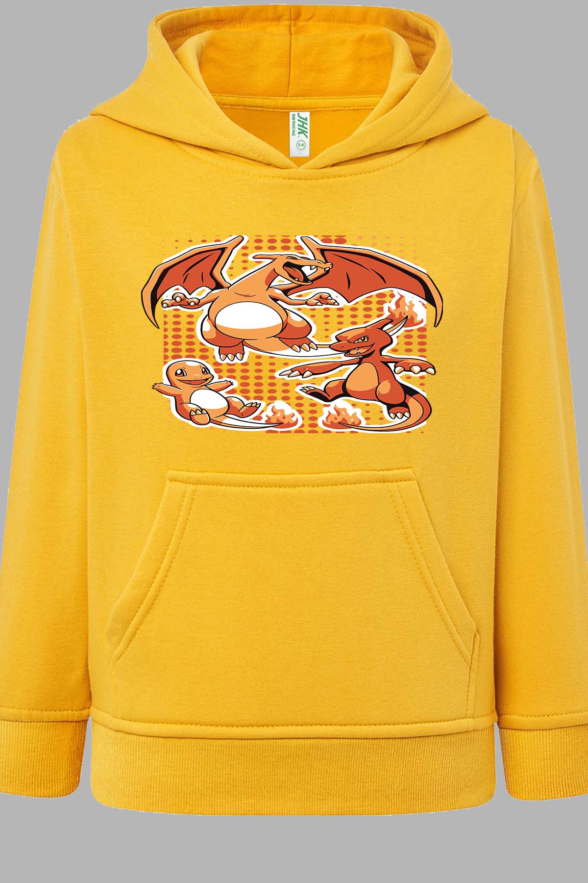 COULEUR:Jaune|Sweat Capuche Fille | charizard Jaune