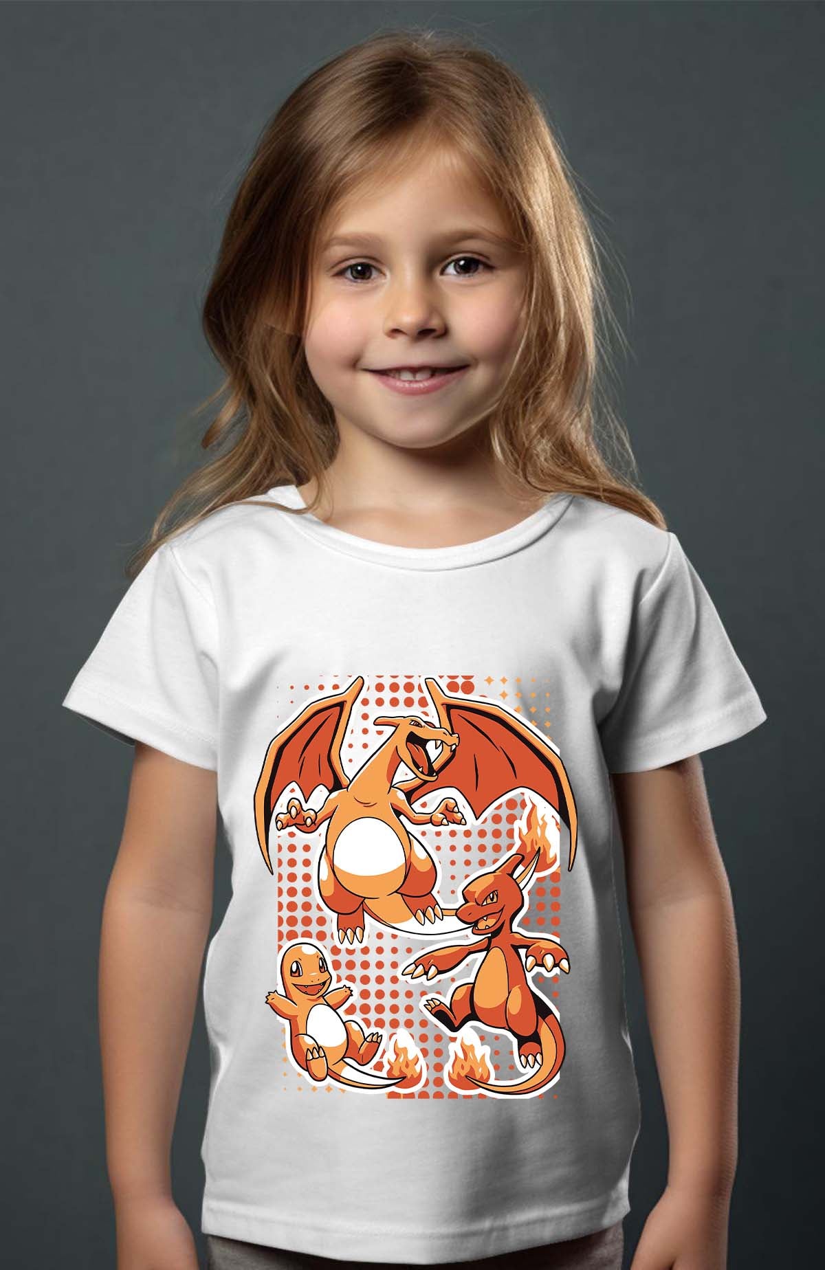 COULEUR:Blanc|T-shirt Fille | charizard Blanc