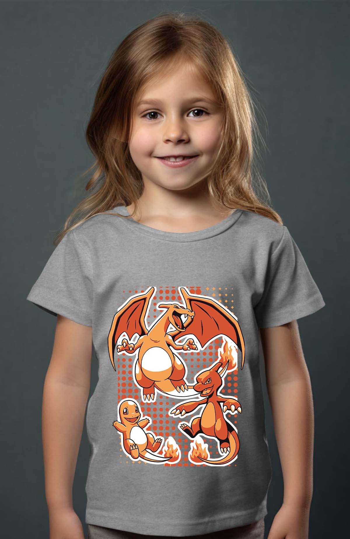 COULEUR:Gris|T-shirt Fille | charizard Gris