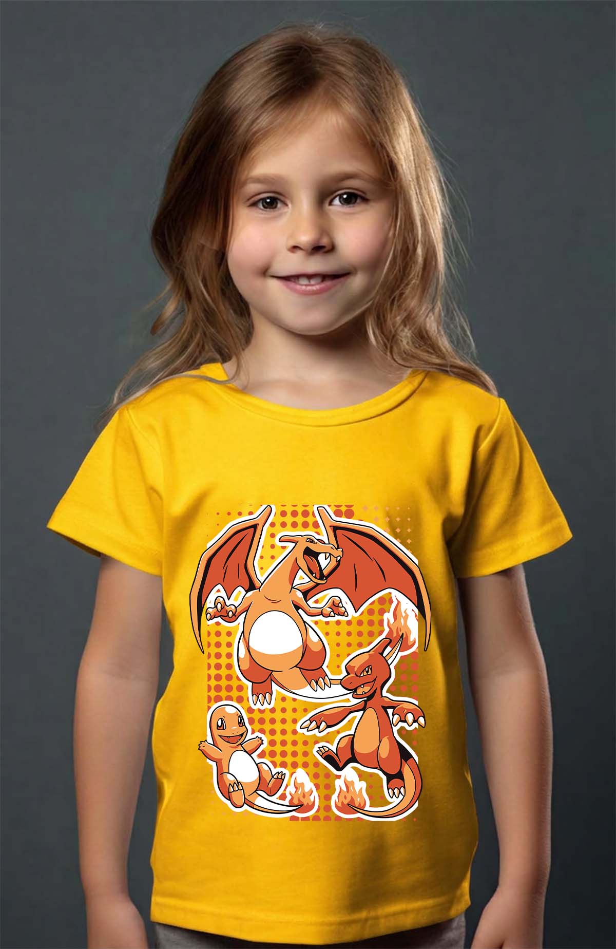 COULEUR:Jaune|T-shirt Fille | charizard Jaune