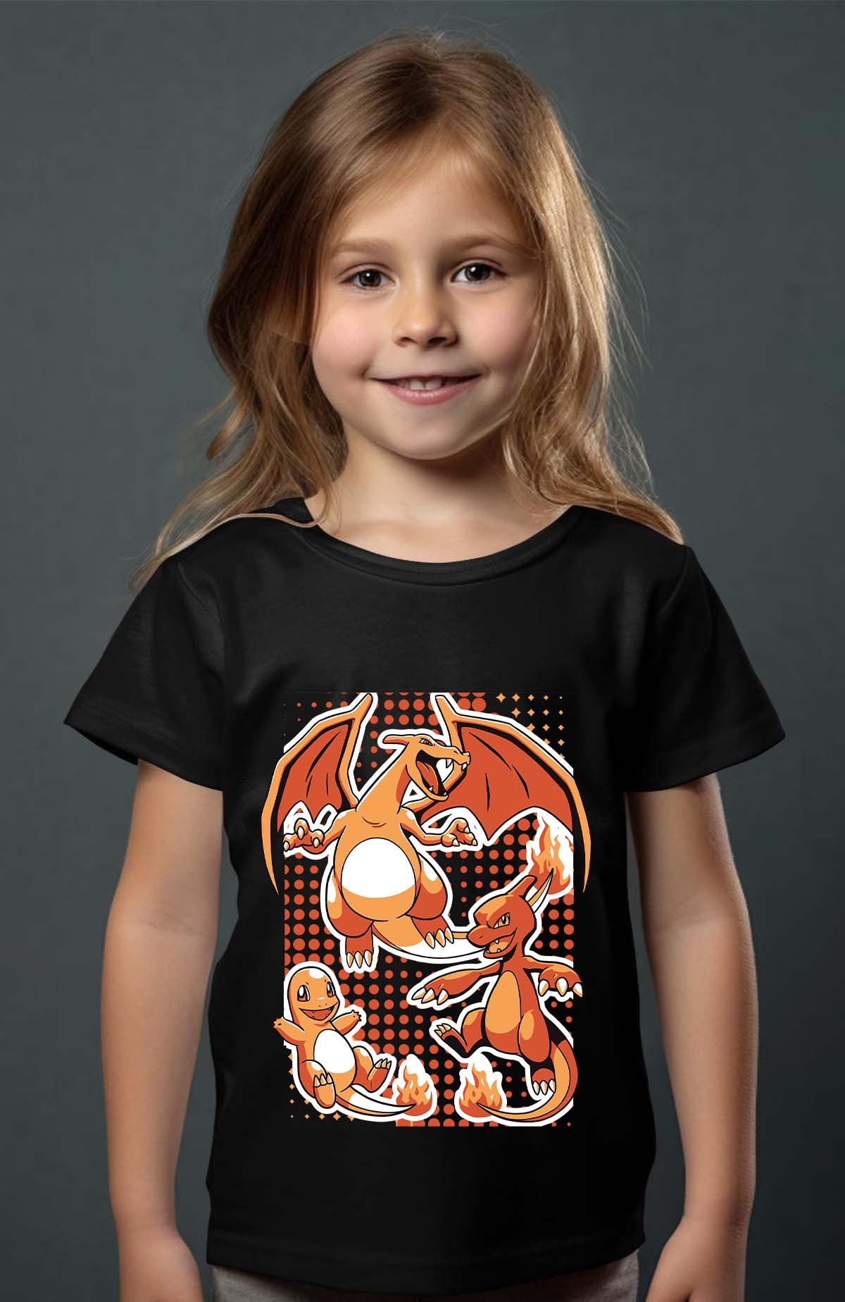 COULEUR:Noir|T-shirt Fille | charizard Noir