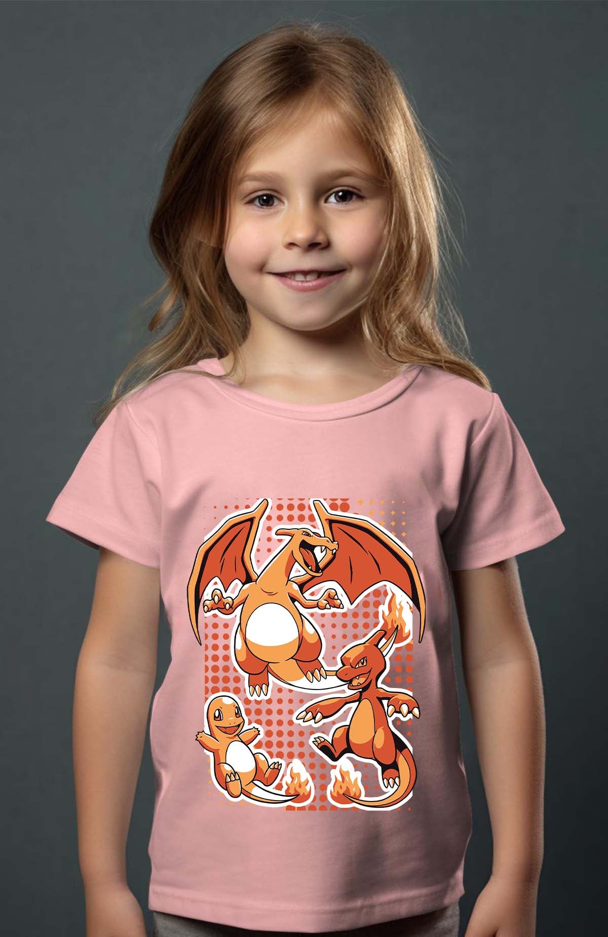 COULEUR:Rose|T-shirt Fille | charizard Rose