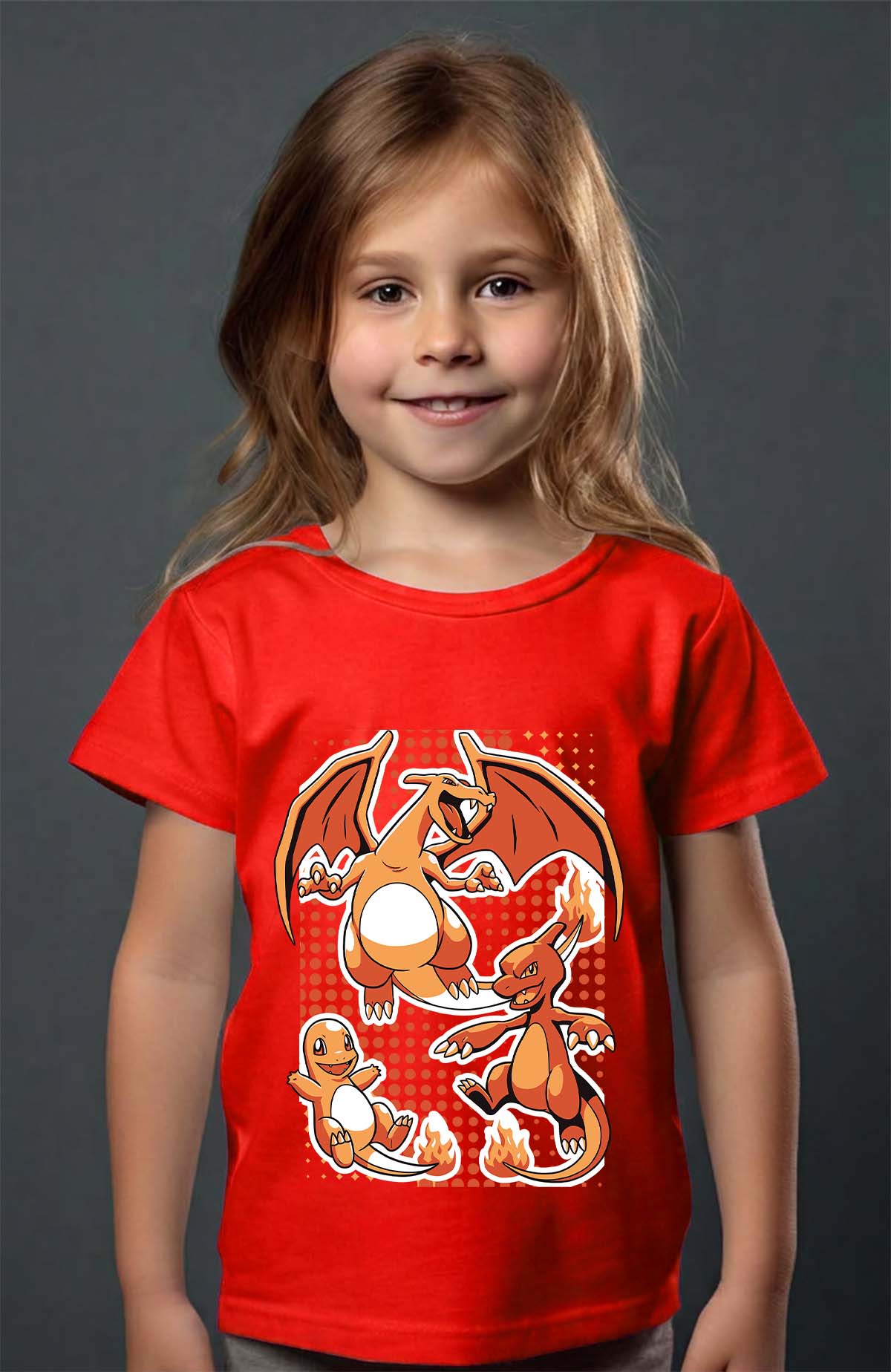 COULEUR:Rouge|T-shirt Fille | charizard Rouge