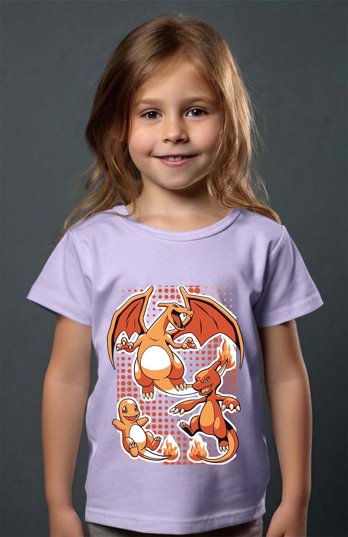 COULEUR:Violet|T-shirt Fille | charizard Violet