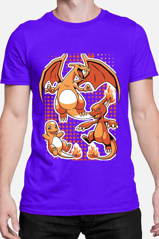 COULEUR:Bleu Roi|T-shirt Homme | charizard Bleu Roi
