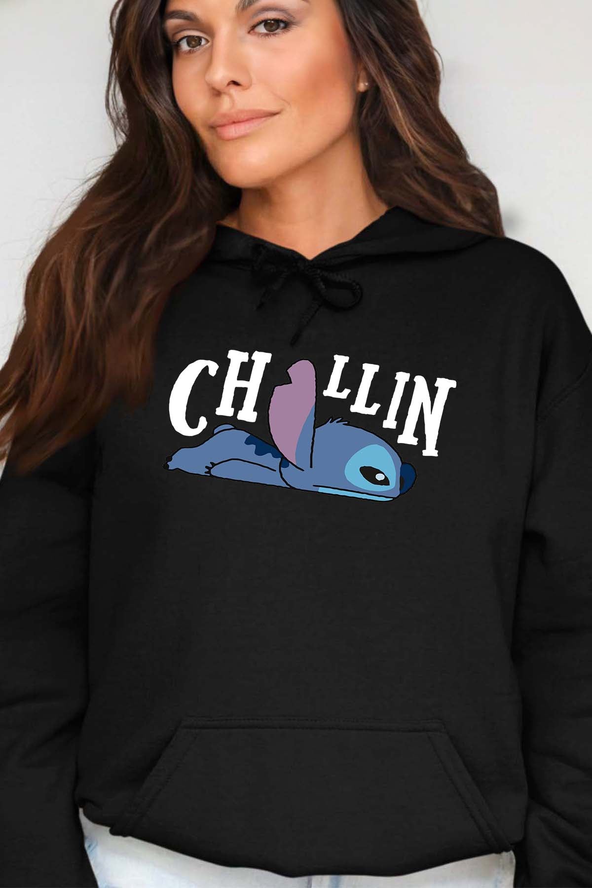 COULEUR:Noir|Sweat Capuche Femme | chillin stitch Noir