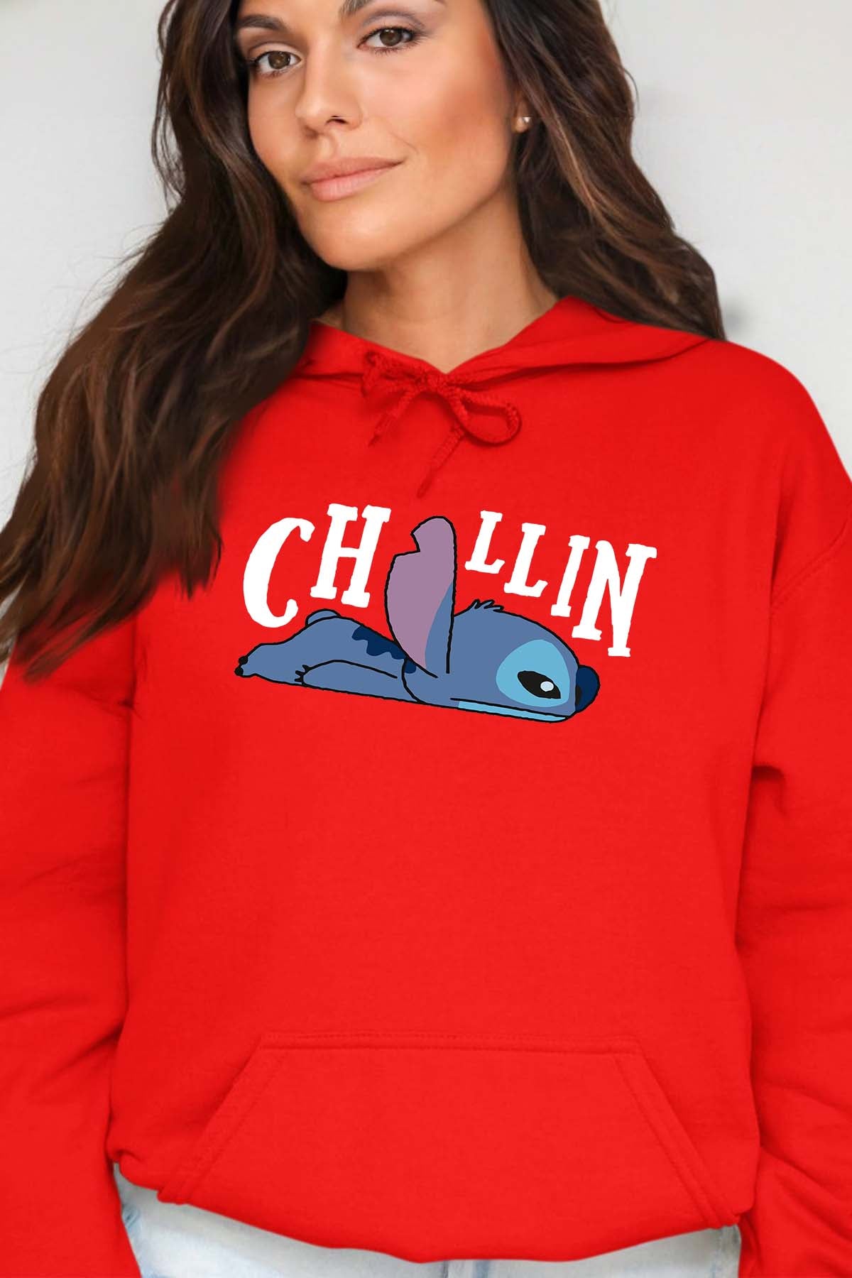 COULEUR:Rouge|Sweat Capuche Femme | chillin stitch Rouge