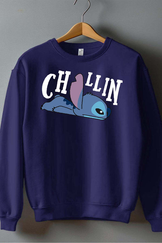 COULEUR:Marine|Sweat Col Rond Garçon | chillin stitch Marine