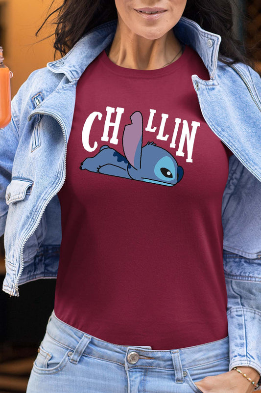 COULEUR:Bordeaux|T-shirt Femme | chillin stitch Bordeaux