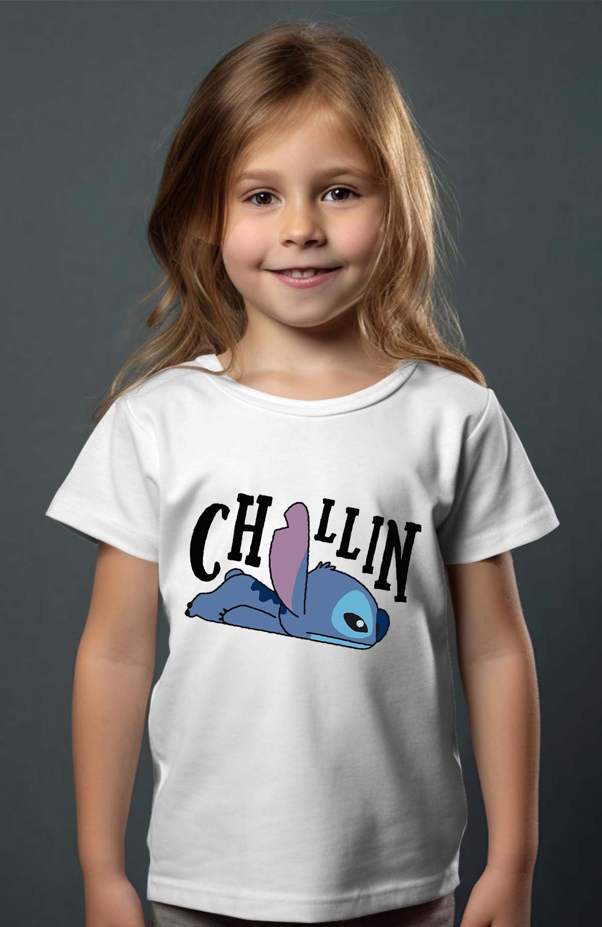 COULEUR:Blanc|T-shirt Fille | chillin stitch Blanc