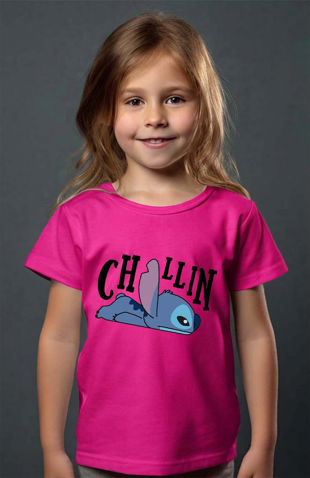 COULEUR:Fuchsia|T-shirt Fille | chillin stitch Fuchsia