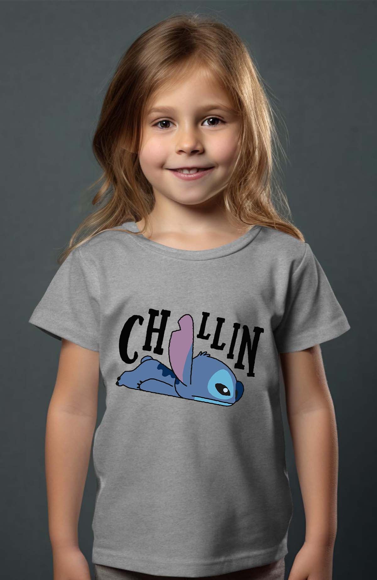 COULEUR:Gris|T-shirt Fille | chillin stitch Gris