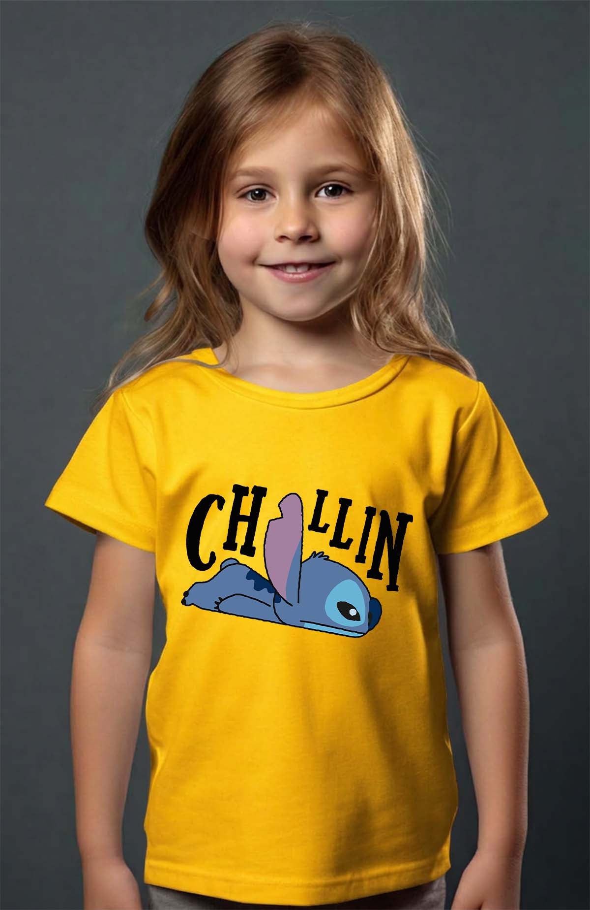 COULEUR:Jaune|T-shirt Fille | chillin stitch Jaune