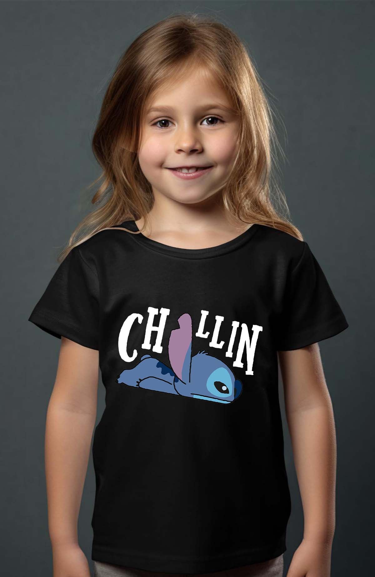 COULEUR:Noir|T-shirt Fille | chillin stitch Noir
