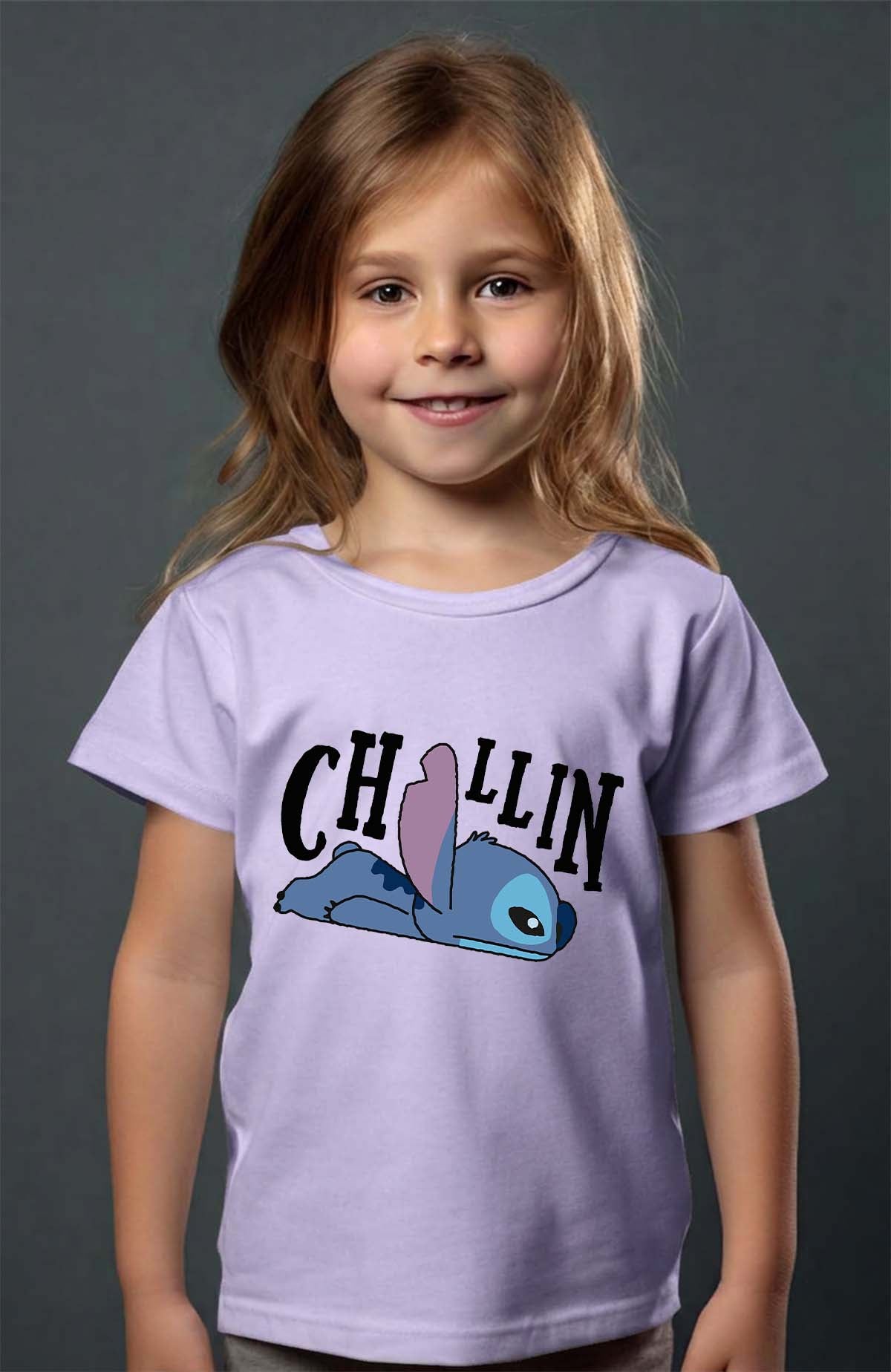 COULEUR:Violet|T-shirt Fille | chillin stitch Violet