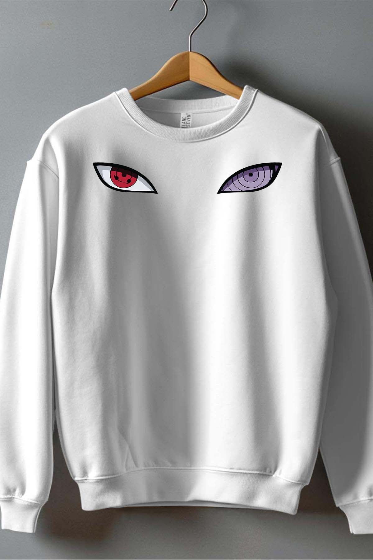 COULEUR:Blanc|Sweat Col Rond Homme | eyes naruto Blanc