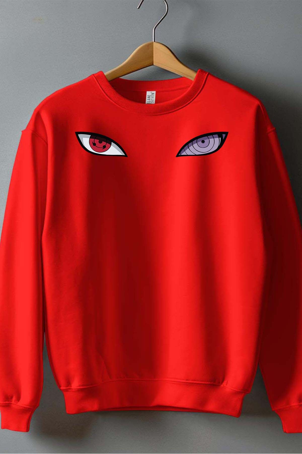 COULEUR:Rouge|Sweat Col Rond Homme | eyes naruto Rouge