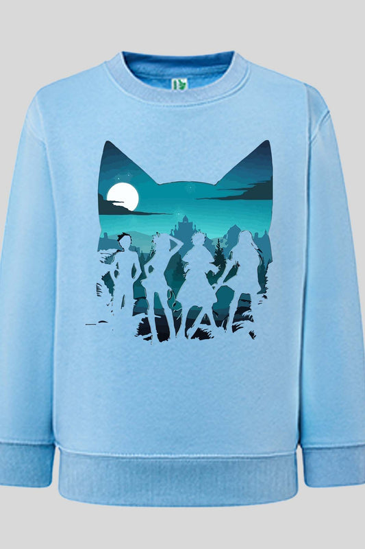 COULEUR:Bleu Ciel|Sweat Col Rond Garçon | fary 8 Bleu Ciel