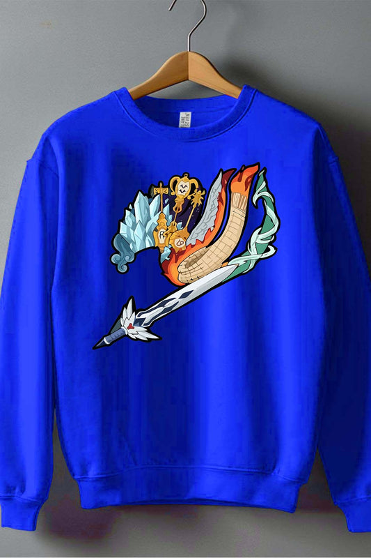 COULEUR:Bleu Roi|Sweat Col Rond Garçon | fary 9 Bleu Roi