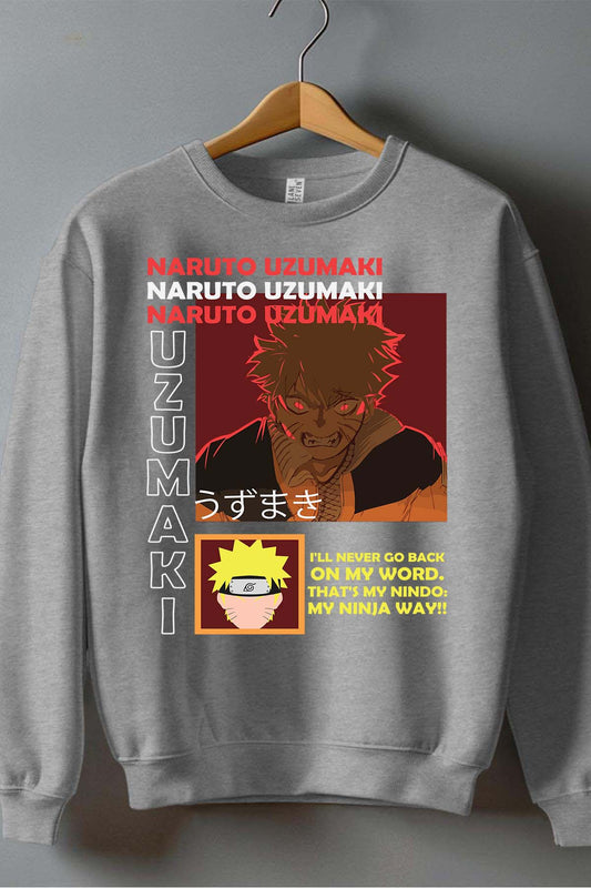 COULEUR:Gris|Sweat Col Rond Garçon | fury naruto Gris