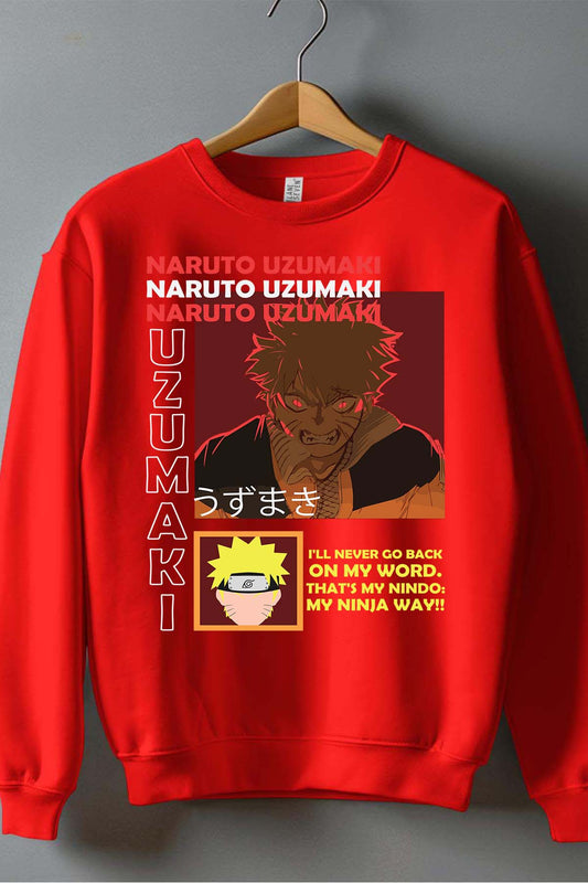 COULEUR:Rouge|Sweat Col Rond Garçon | fury naruto Rouge