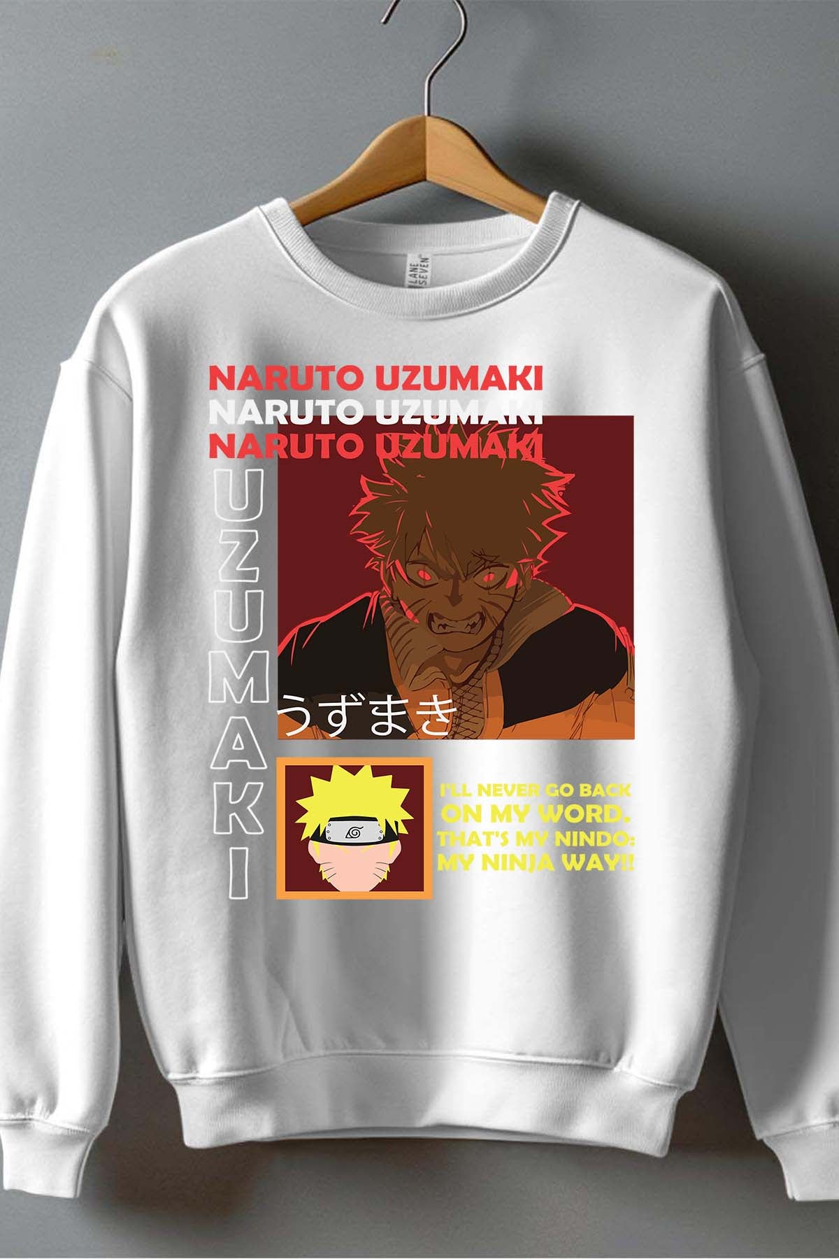 COULEUR:Blanc|Sweat Col Rond Homme | fury naruto Blanc