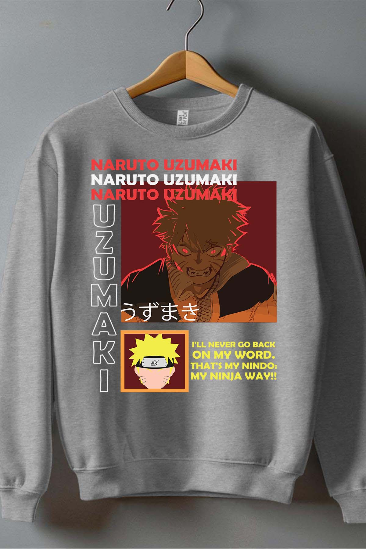 COULEUR:Gris|Sweat Col Rond Homme | fury naruto Gris
