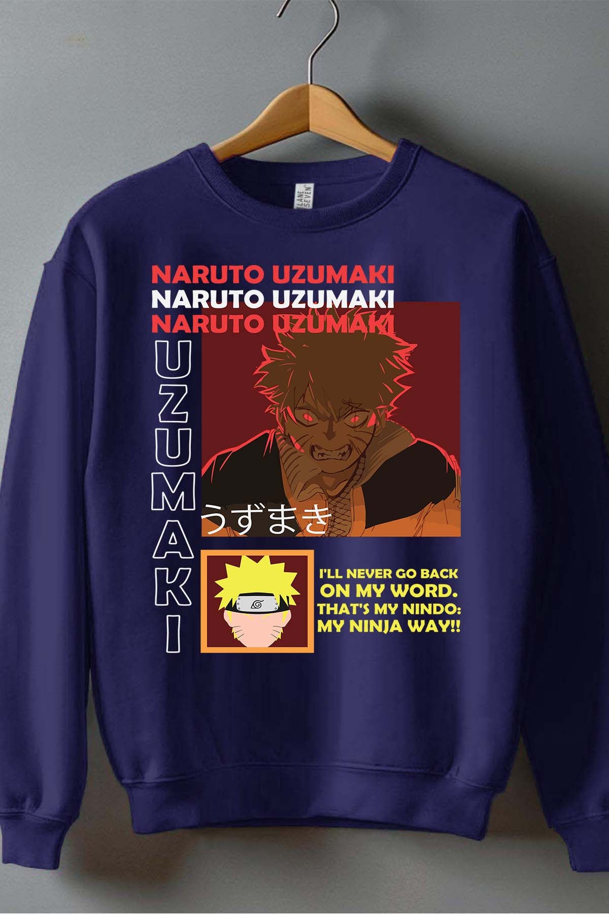 COULEUR:Marine|Sweat Col Rond Homme | fury naruto Marine