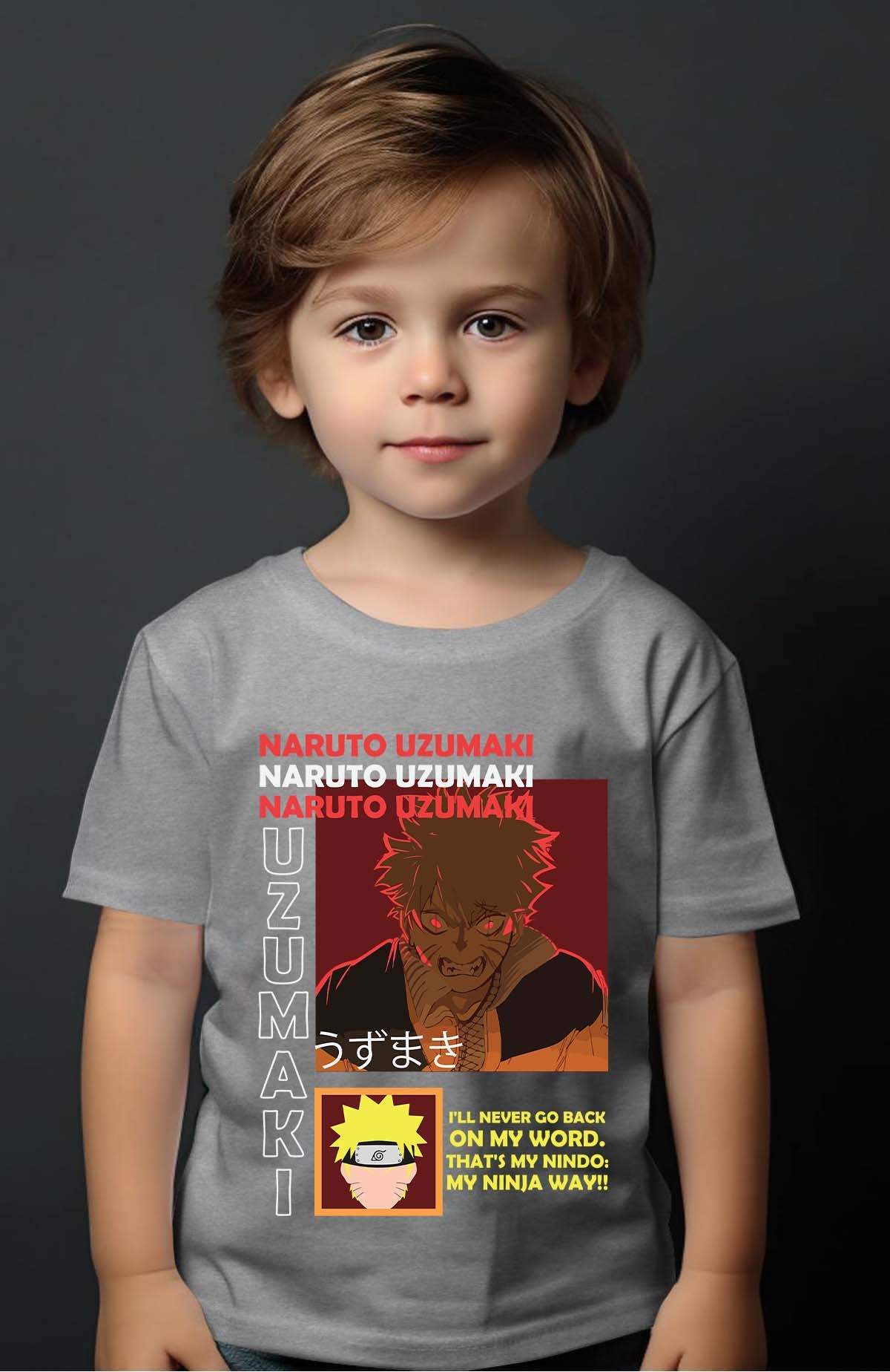 COULEUR:Gris|T-shirt Garçon | fury naruto Gris