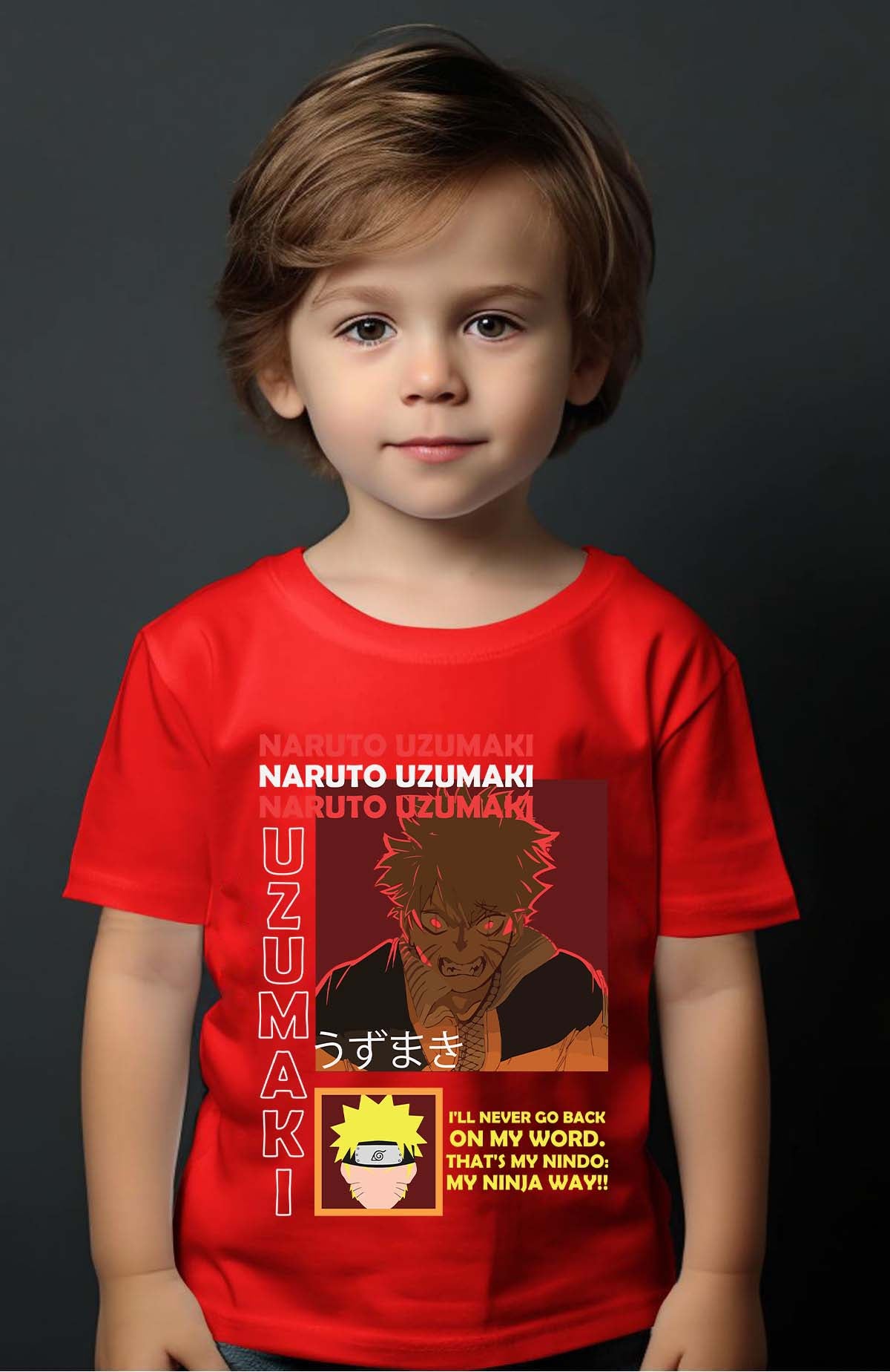 COULEUR:Rouge|T-shirt Garçon | fury naruto Rouge