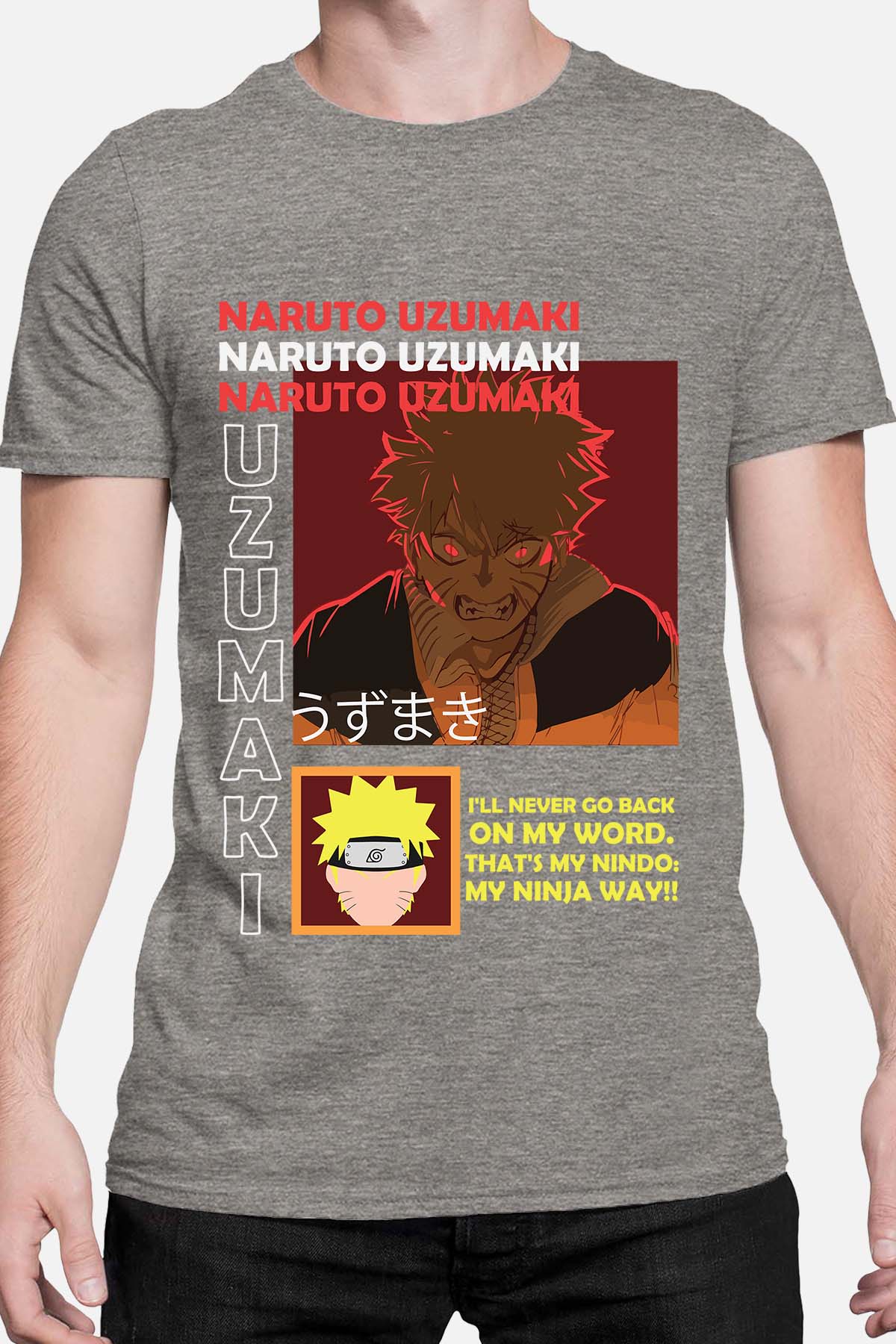 COULEUR:Gris|T-shirt Homme | fury naruto Gris