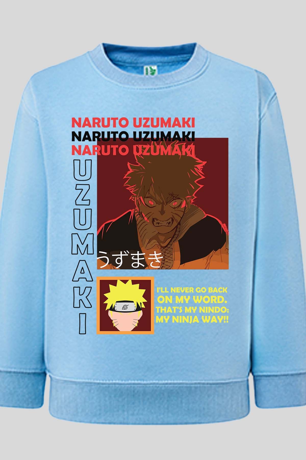 COULEUR:Bleu Ciel|Sweat Col Rond Garçon | fury naruto NOIR Bleu Ciel