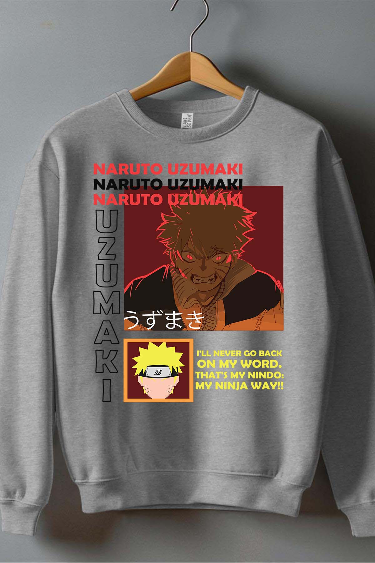 COULEUR:Gris|Sweat Col Rond Garçon | fury naruto NOIR Gris