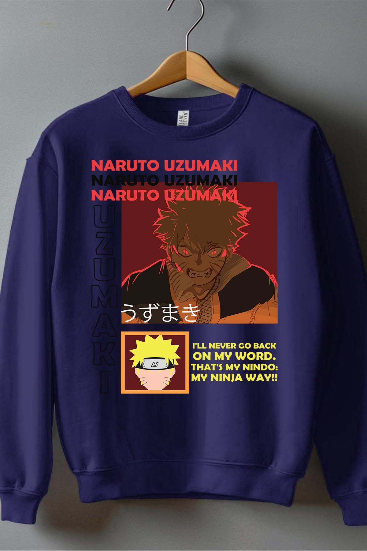 COULEUR:Marine|Sweat Col Rond Garçon | fury naruto NOIR Marine