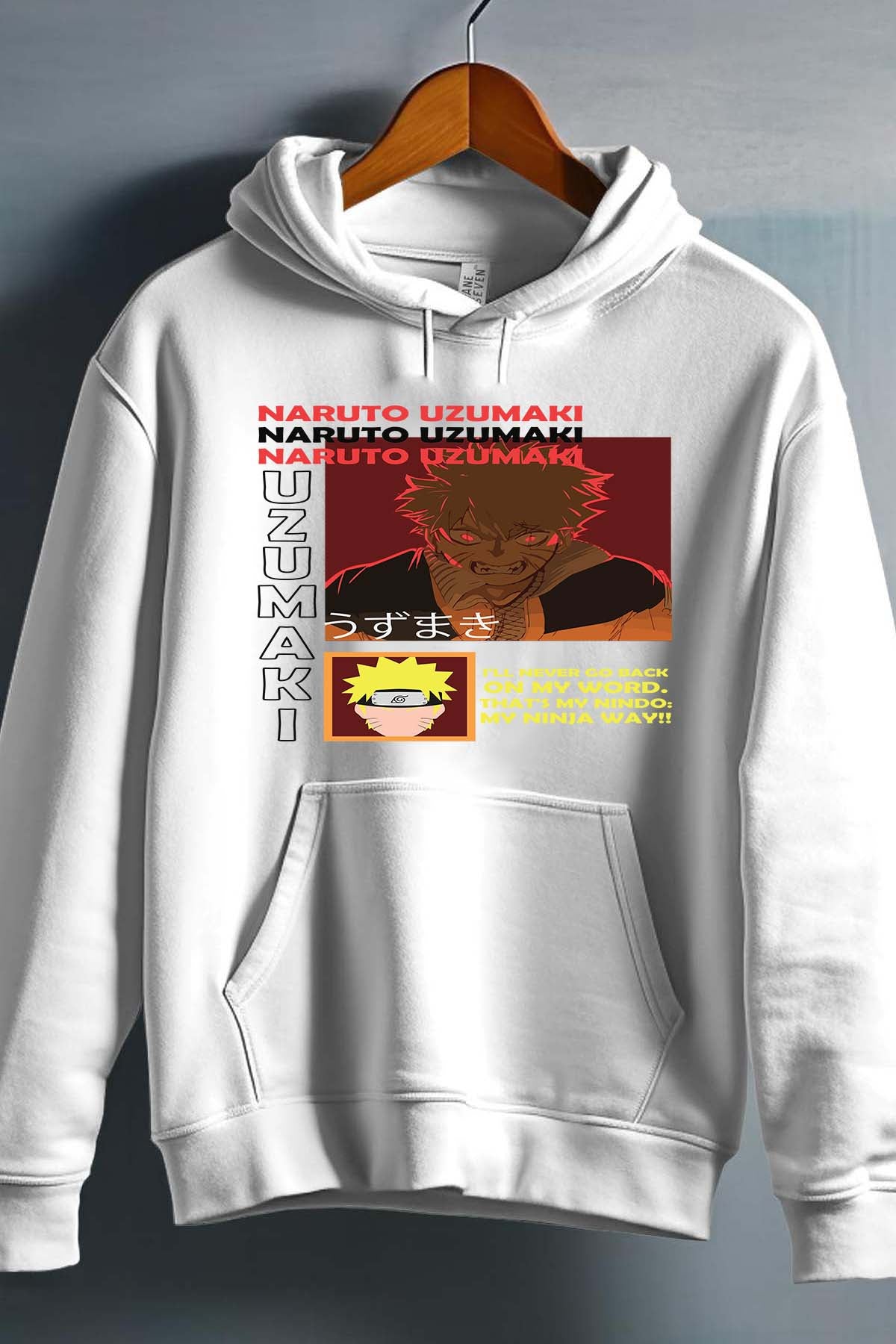COULEUR:Blanc|Sweat Capuche Garçon | fury naruto NOIR Blanc