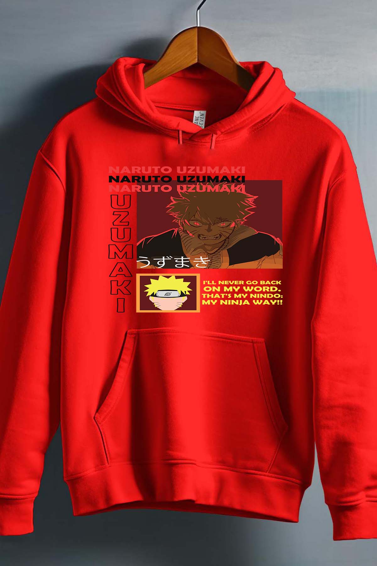 COULEUR:Rouge|Sweat Capuche Garçon | fury naruto NOIR Rouge
