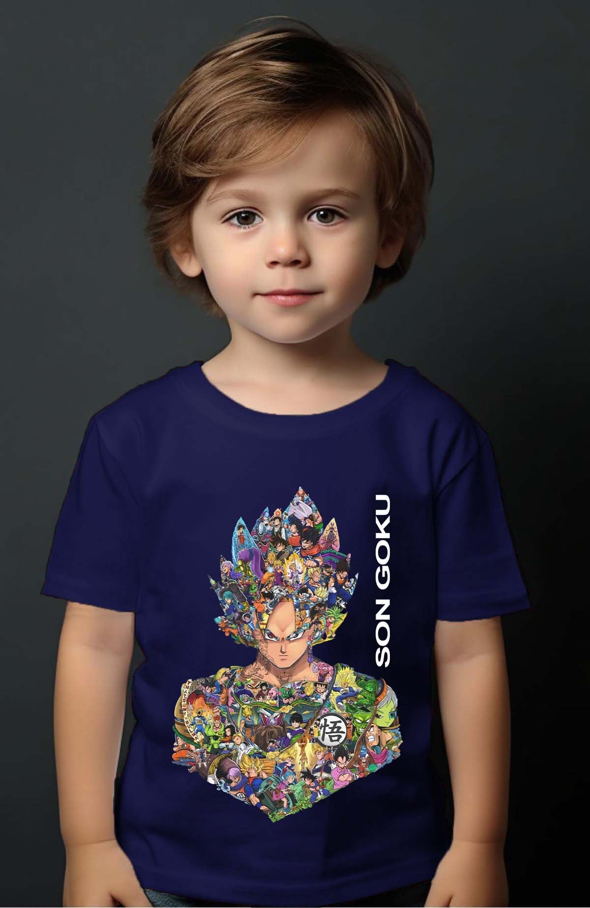 COULEUR:Marine|T-shirt Garçon | goku multi incrustation Marine