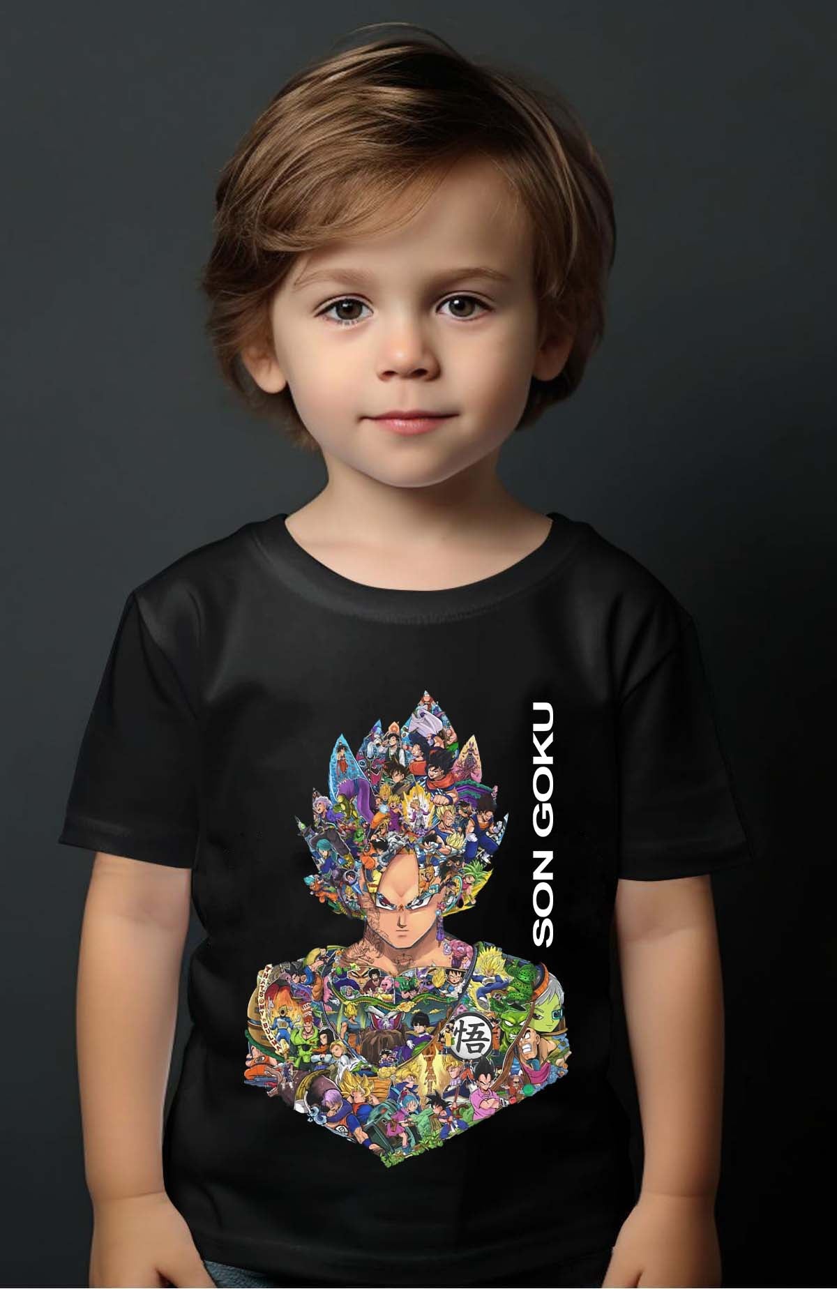 COULEUR:Noir|T-shirt Garçon | goku multi incrustation Noir