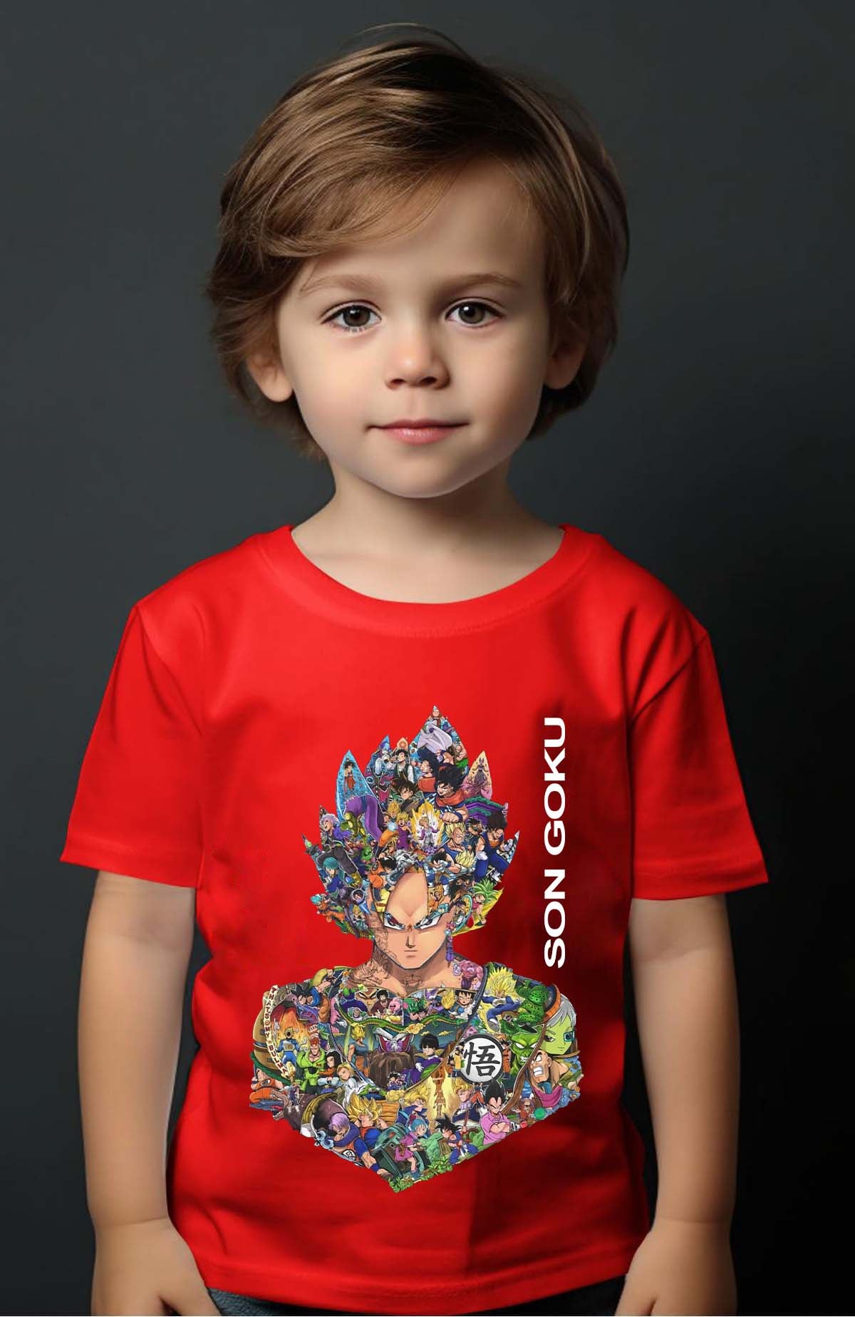 COULEUR:Rouge|T-shirt Garçon | goku multi incrustation Rouge