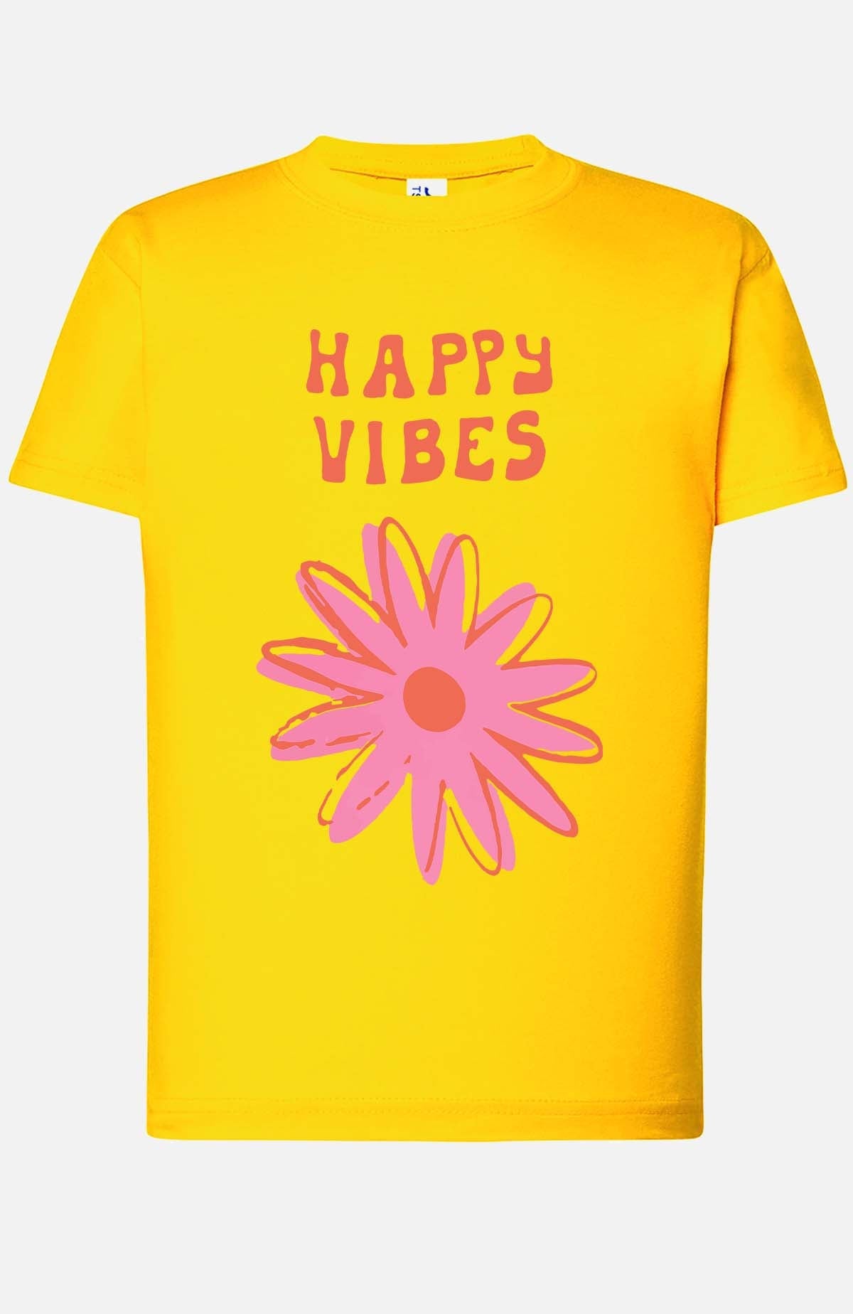 COULEUR:Jaune|T-shirt Femme | happy vibes fleur Jaune