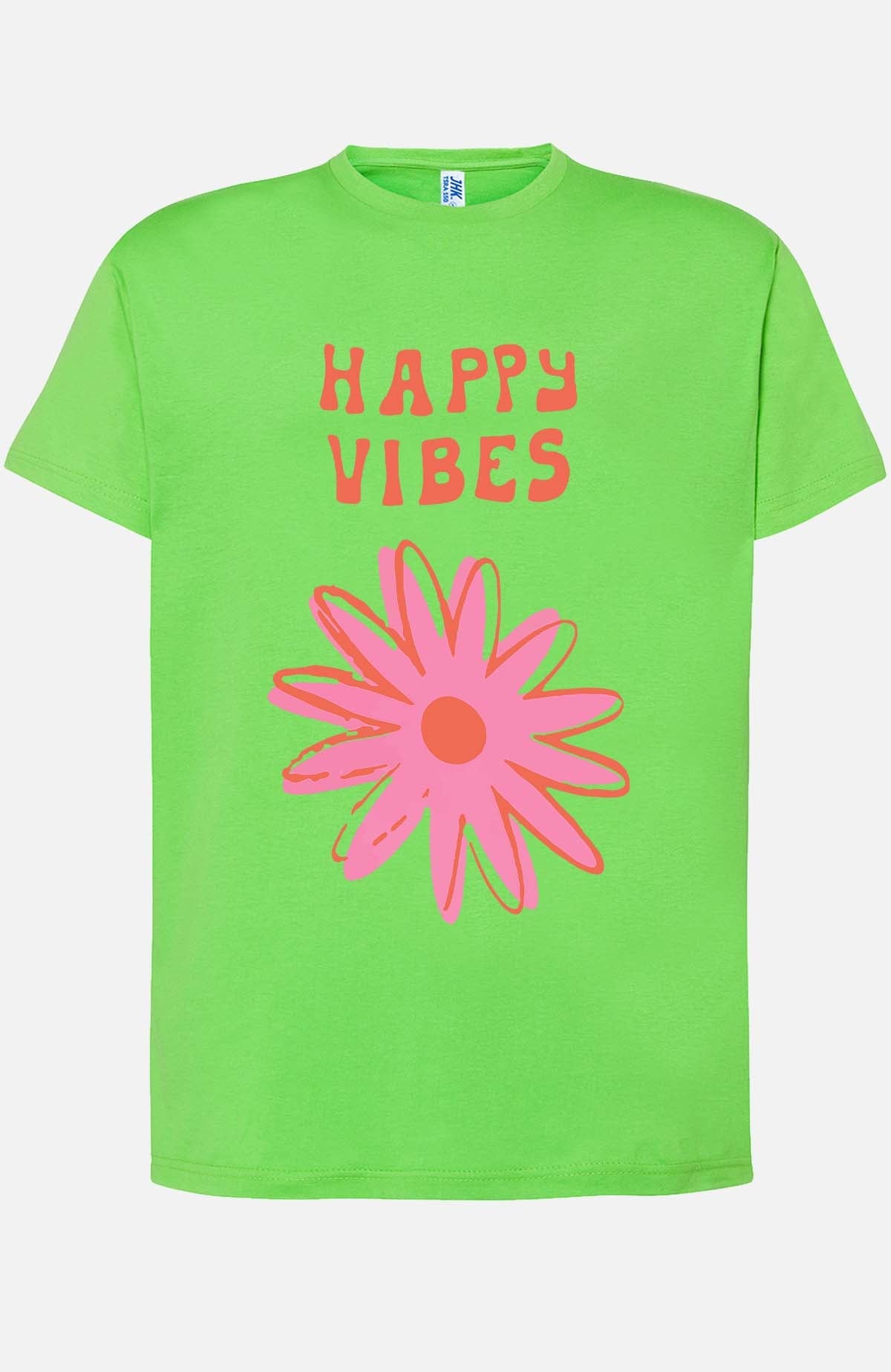 COULEUR:Vert Clair|T-shirt Femme | happy vibes fleur Vert Clair