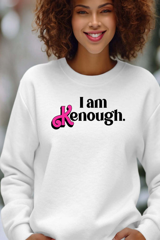 COULEUR:Blanc|Sweat Col Rond Femme | i am kenough Blanc