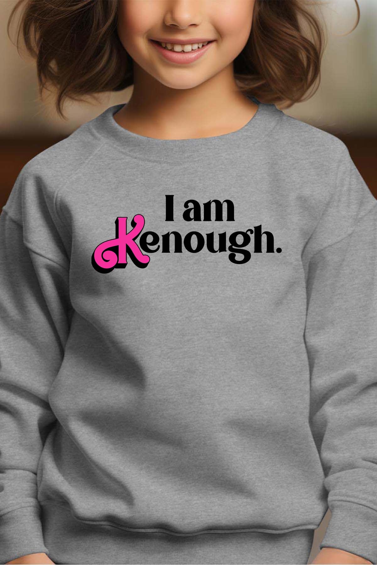 COULEUR:Gris|Sweat Col Rond Fille | i am kenough Gris