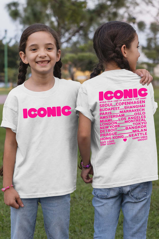 T-shirt Fille | Iconic Fluo Rose