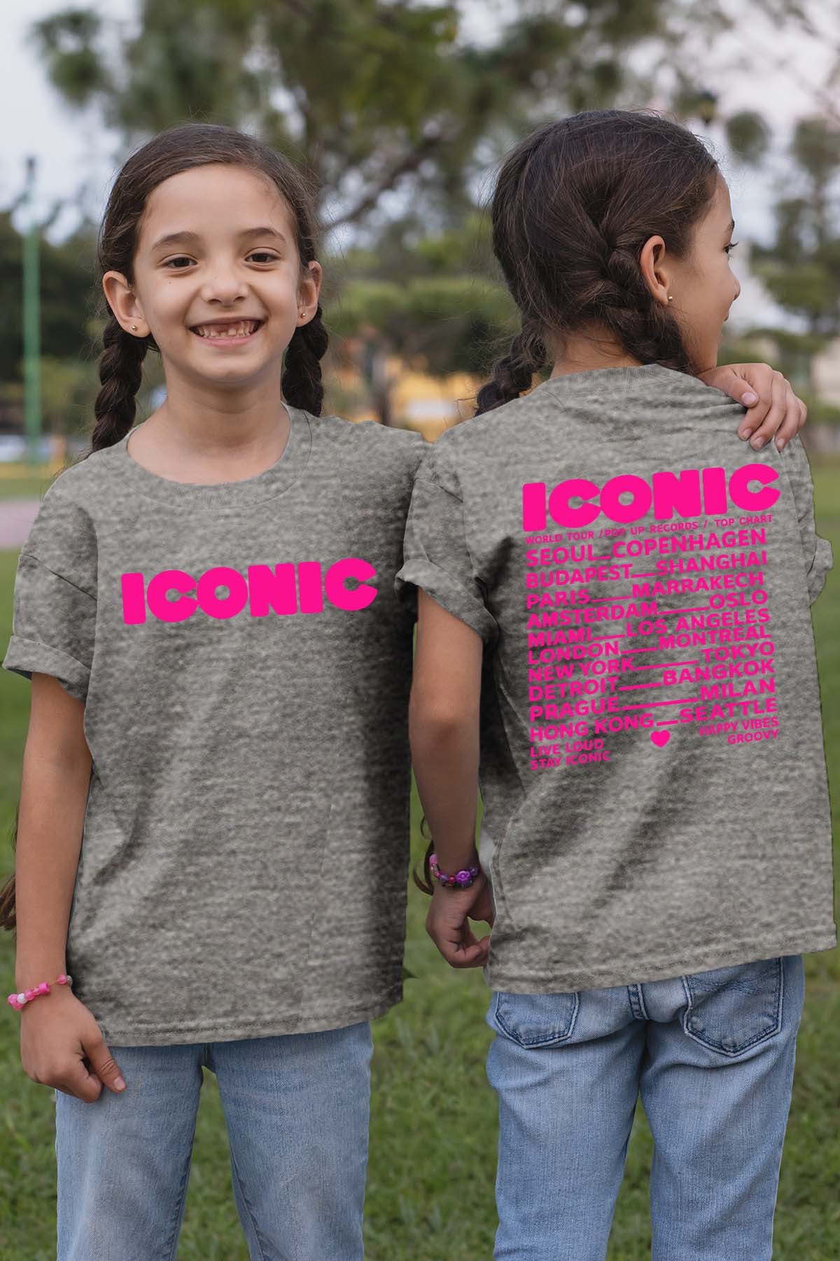 T-shirt Fille | Iconic Fluo Rose
