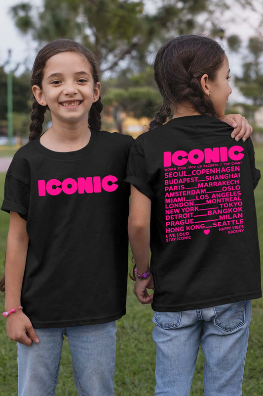 T-shirt Fille | Iconic Fluo Rose
