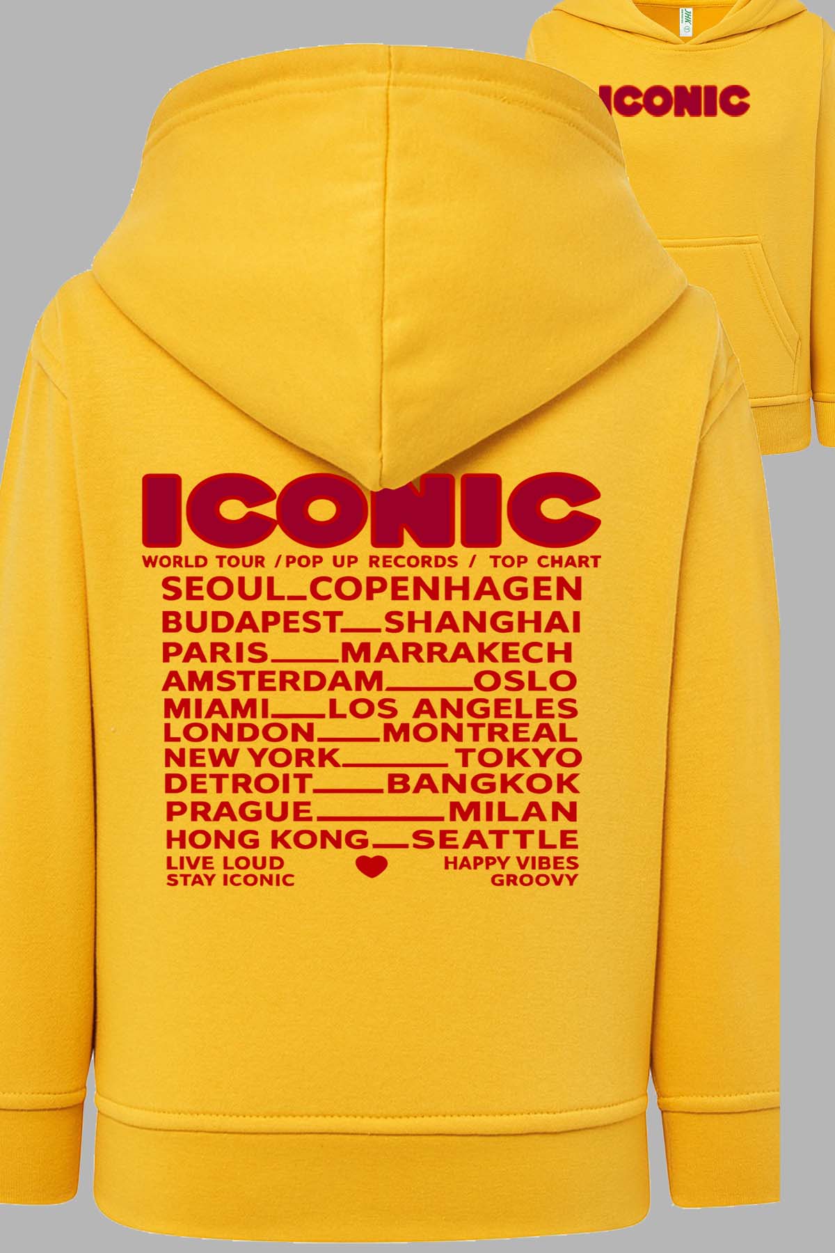 COULEUR:Jaune|Sweat Capuche Femme | iconic Jaune