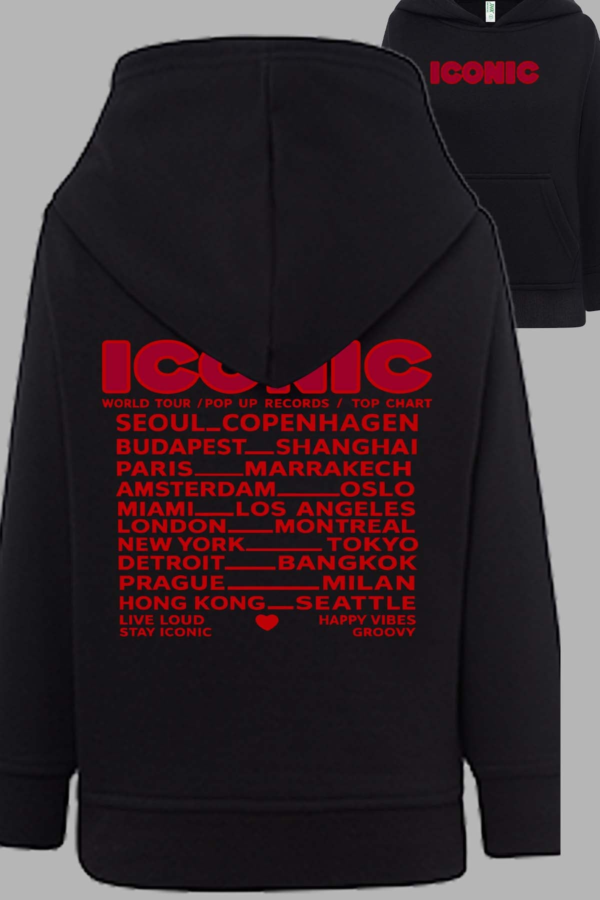 COULEUR:Noir|Sweat Capuche Femme | iconic Noir