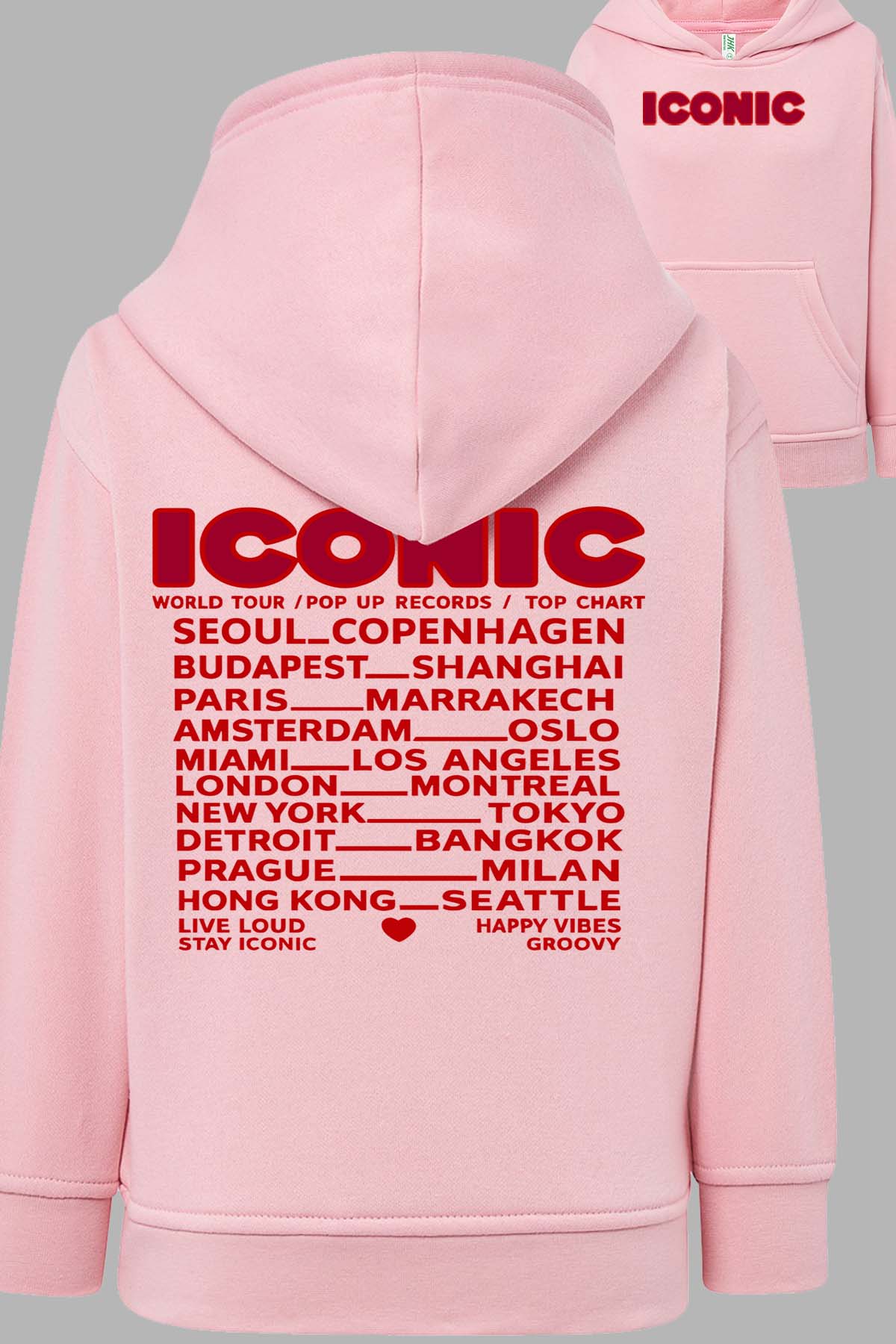 COULEUR:Rose|Sweat Capuche Femme | iconic Rose